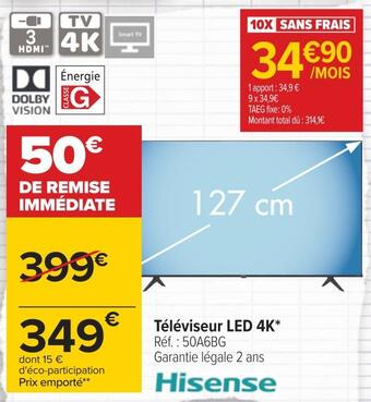 Carrefour Hisense téléviseur led 4k offre