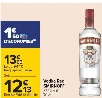 Carrefour Smirnoff vodka red offre