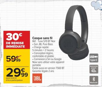 Carrefour Jbl casque sans fil offre