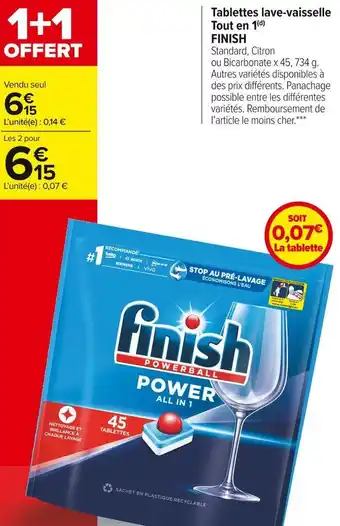 Carrefour Market Finish tablettes lave-vaisselle tout en 1 offre
