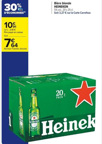 Carrefour Market Heineken bière blonde offre