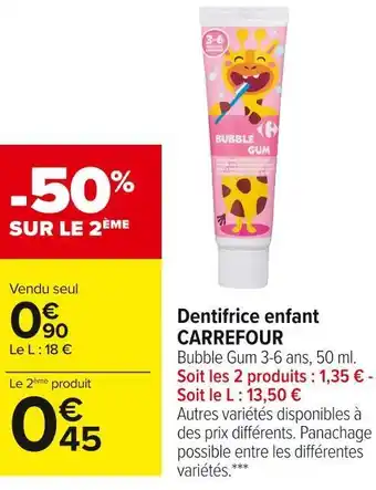 Carrefour Market Carrefour dentifrice enfant offre