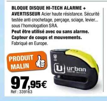 Autobacs Bloque Disque Hi-Tech Alarme + Avertisseur offre