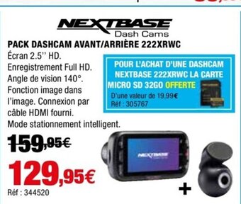 Autobacs Pack Dashcam Avant/Arriere 222XRWC offre