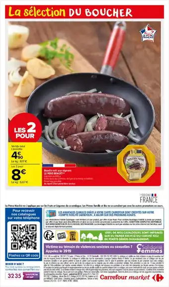 Carrefour Market Boudin Noir Aux Oignons LE PERE bENOIT offre