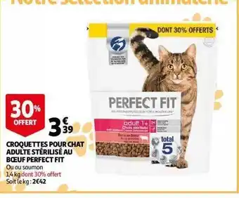 Auchan Croquettes pour chat adultes stérilisé au boeuf perfect fit offre