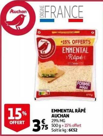 Auchan Emmental râpé auchan offre