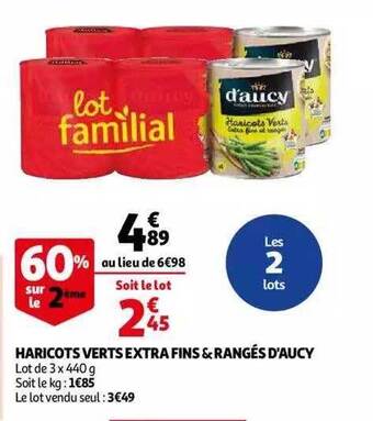 Auchan Haricots verts extra fins & rangés d'aucy offre