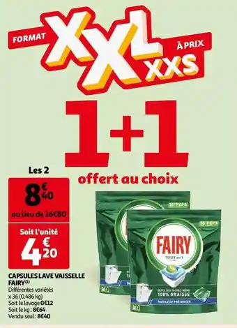 Auchan Capsules lave vaisselle fairy offre