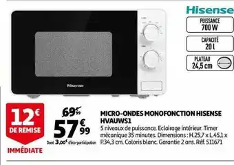 Auchan Micro-ondes monofonction hisense offre