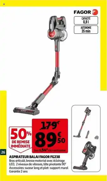 Auchan Aspirateur balai fagor offre