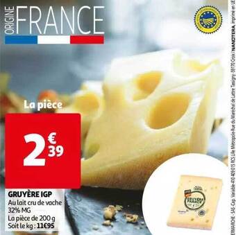 Auchan Gruyère igp offre