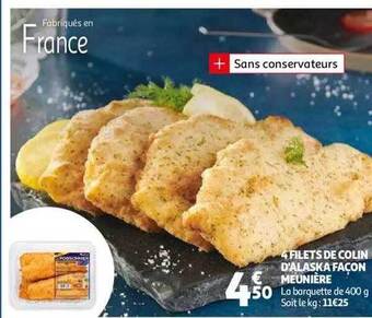 Auchan 4 filets de colin d'alaska façon meunière offre