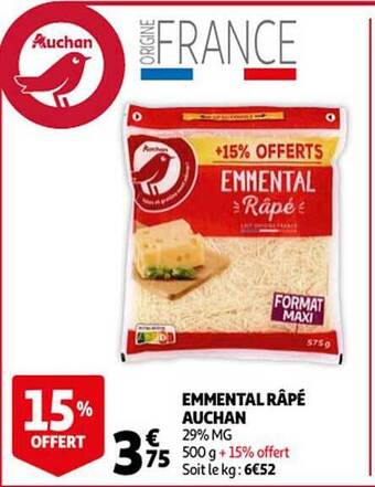 Auchan Emmental râpé auchan offre