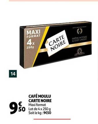 Auchan Café moulu carte noire offre