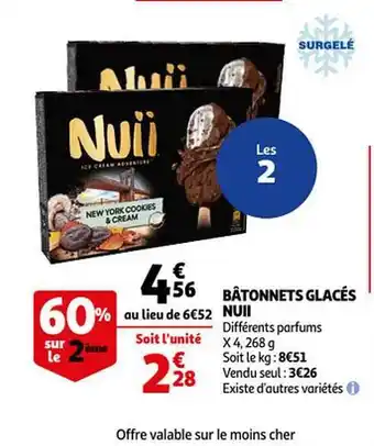 Auchan Bâtonnets glacés nuii offre