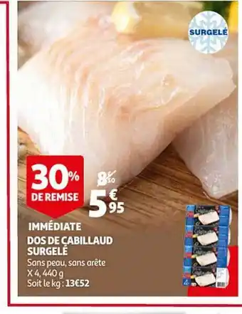 Auchan Dos de cabillaud surgelé offre