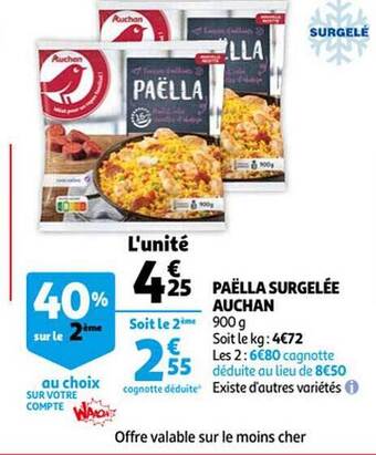 Auchan Paëlla surgelée auchan offre