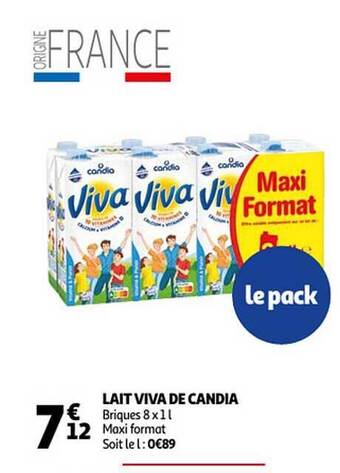 Auchan Lait viva de candia offre