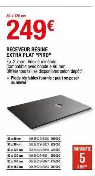 Brico Dépôt Receveur résine extra plat offre