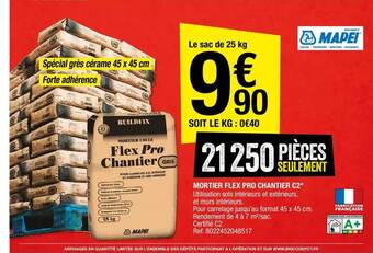 Brico Dépôt Mortier flex pro chantier c2* offre