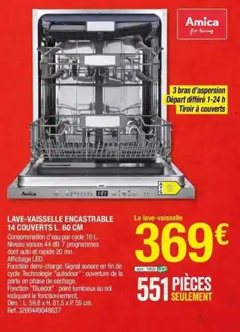 Brico Dépôt Lave-vaiselle encastrable 14 couverts offre