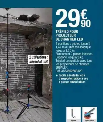 Brico Dépôt Trépied pour projecteur de chantier led offre