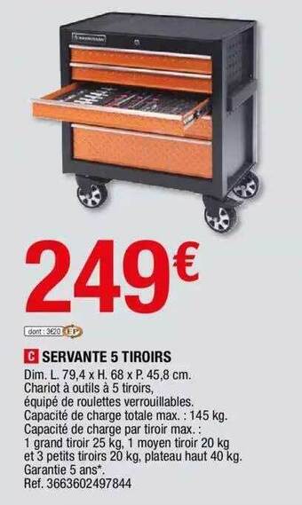 Brico Dépôt Servante 5 tiroirs offre