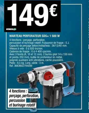 Brico Dépôt Marteau perforateur sds + 1500w offre
