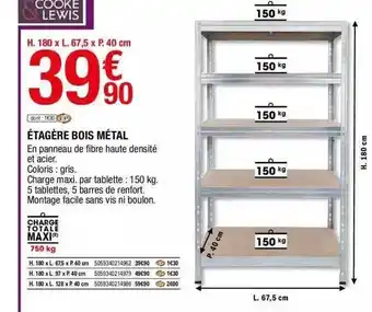 Brico Dépôt Étagère bois métal offre