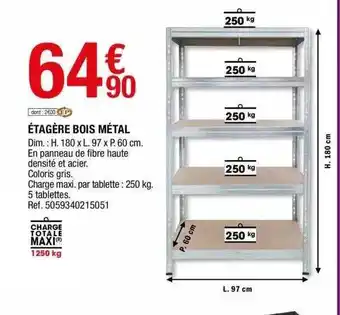 Brico Dépôt Étagère bois métal offre