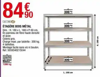 Brico Dépôt Étagère bois métal offre