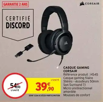 Intermarché Casque gaming corsair offre