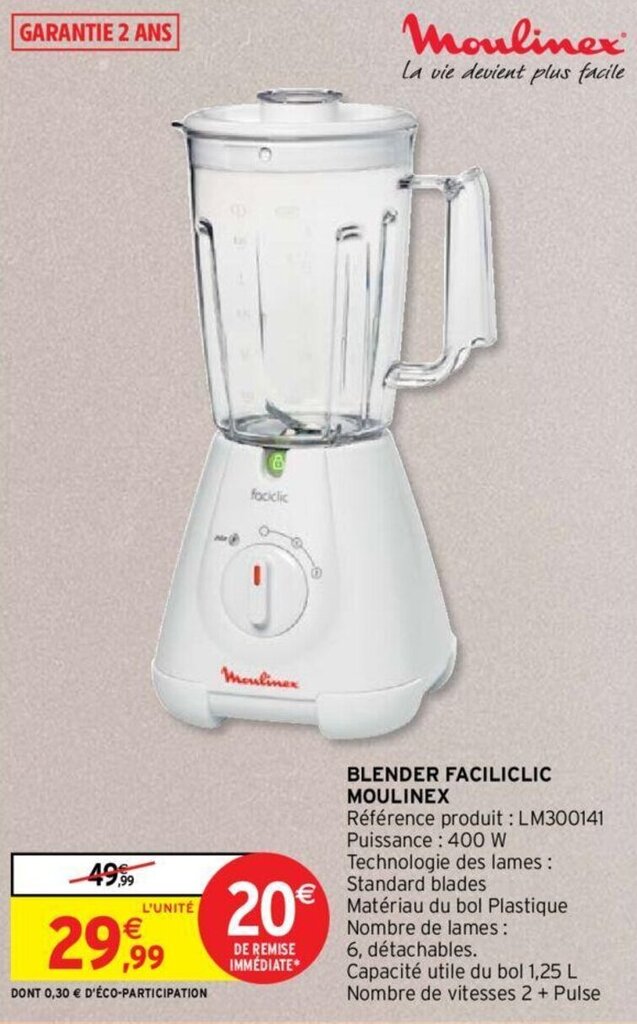 Promo Blender faciliclic moulinex chez Intermarché