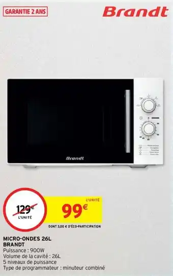 Intermarché BRANDT micro-ondes 26L offre