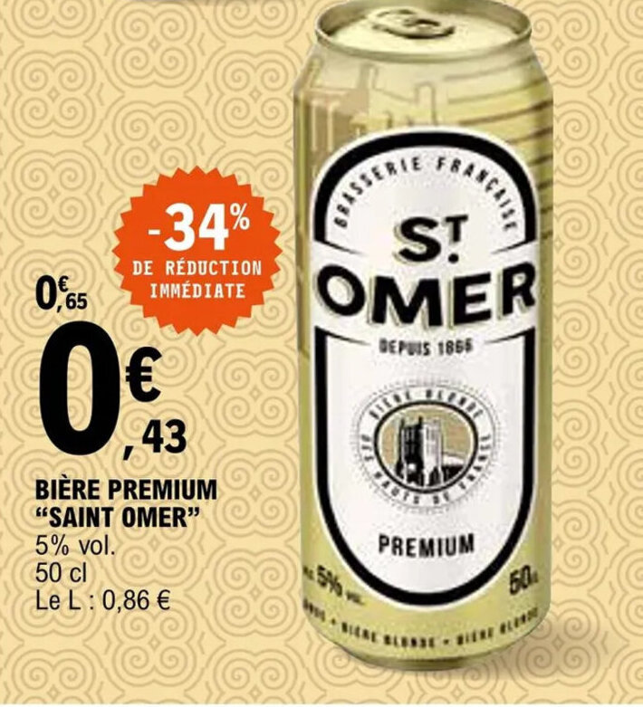 Promo "SAINT OMER" bière premium chez E.Leclerc