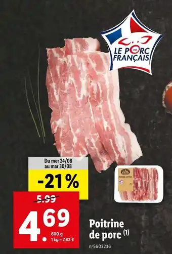 Lidl Poitrine de porc offre