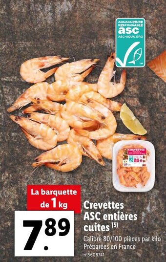 Crevettes ASC entières cuites