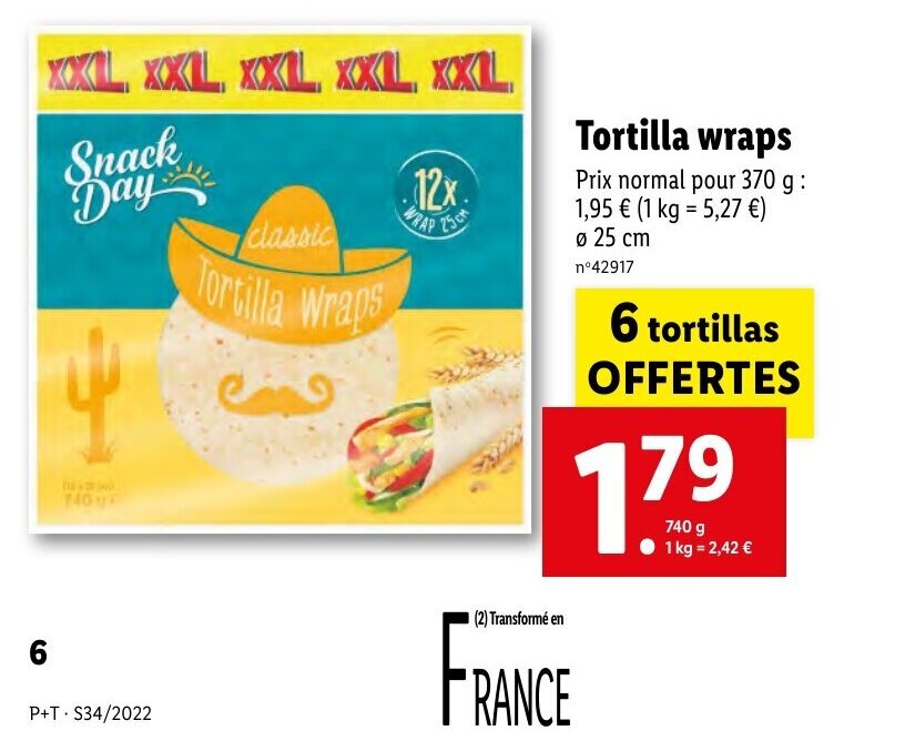 Promo Tortilla wraps chez Lidl