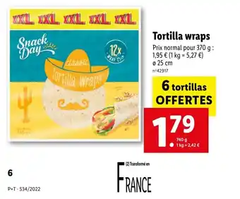 Lidl Tortilla wraps offre