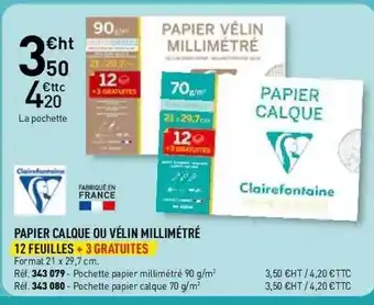 Hyperburo Papier calque ou véllin millmétré offre