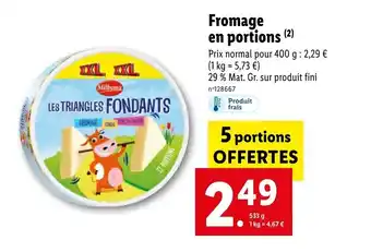 Lidl Fromage en portions offre