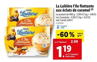 Lidl La laitière l'île flottante aux éclats de caramel offre