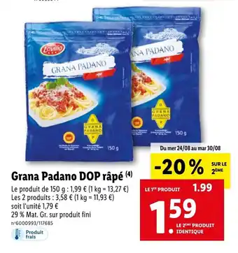 Lidl Grana padano DOP râpé offre