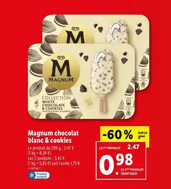 Lidl MAGNUM chocolat blanc & cookies offre