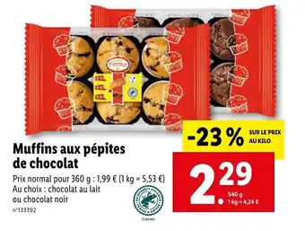 Lidl Muffins aux pépites de chocolat offre