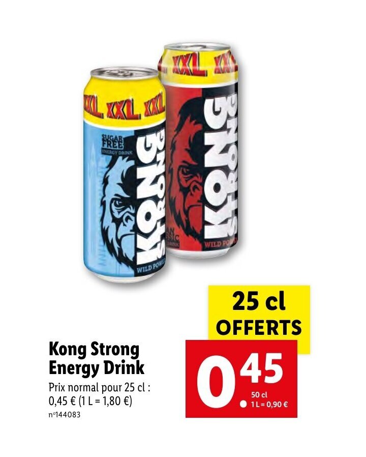Promo KONG STRONG energy drink chez Lidl