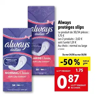 Lidl ALWAYS protèges slips offre