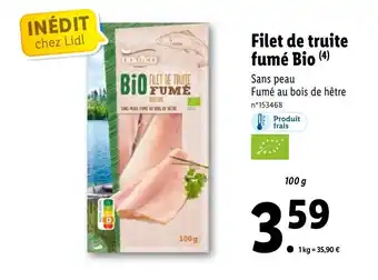 Lidl Filet de truite fumé bio offre