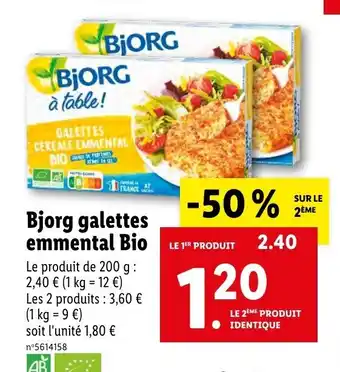 Bjorg galettes emmental bio